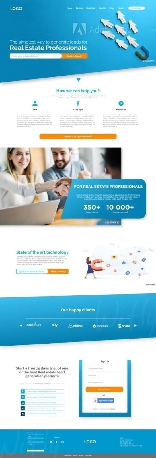 UI web design pentru o platforma de marketing, UI design, design, web design