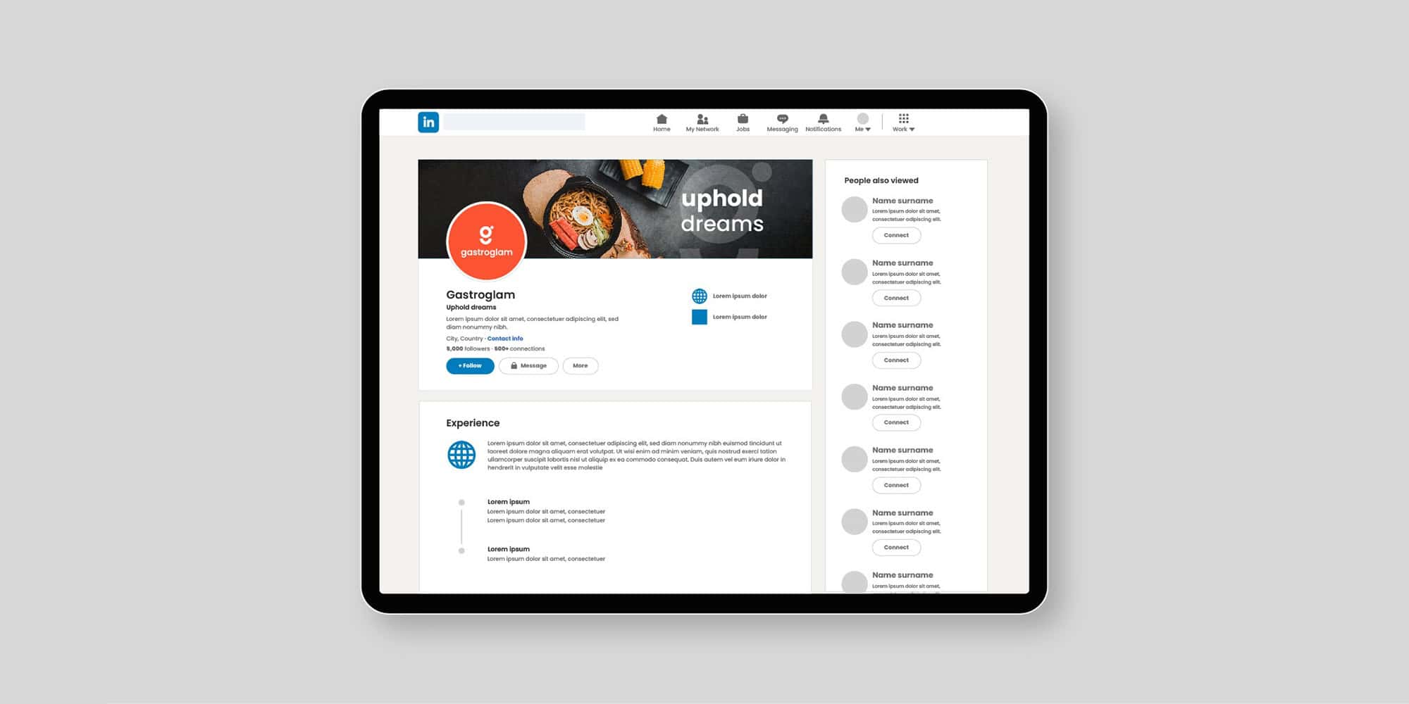 Gastroglam — le projet qui soutient les rêves de ceux qui créent des expériences culinaires, Toud, identité visuelle, conception web